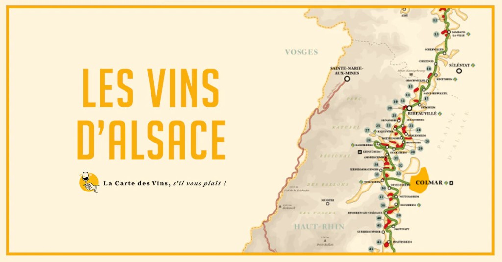 Carte des vins d'Alsace — route des vins